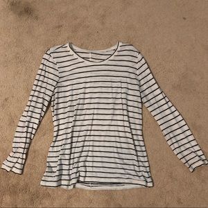 Caslon long sleeve tee in black/white stripe, XL